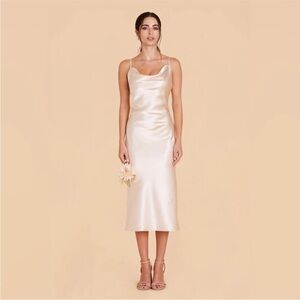 Birdy Grey Satin Midi Dress Champagne Medium